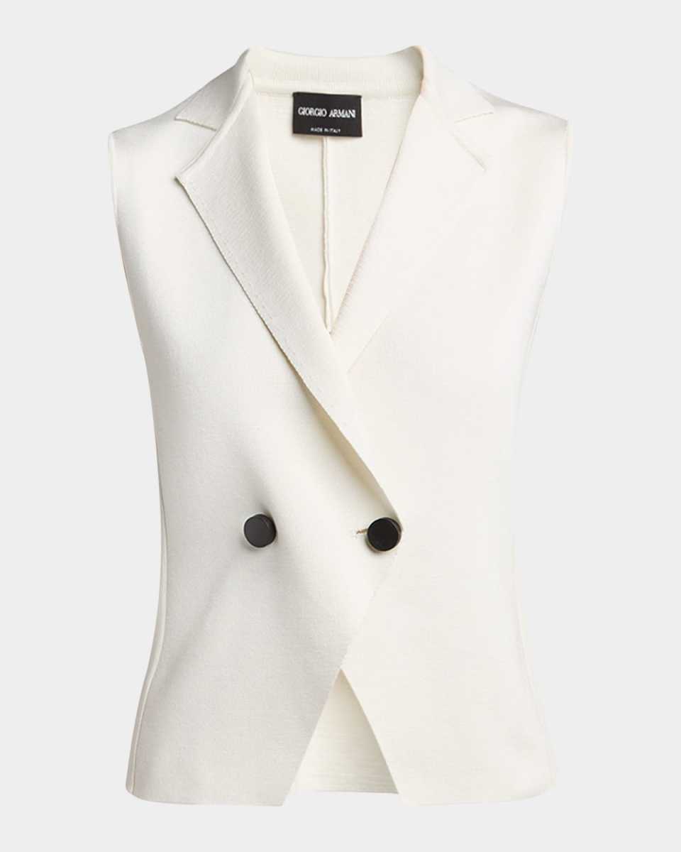 Silk Knit Single-Breasted Vest